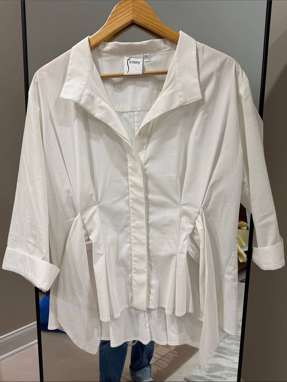 Finley White Button-Front Peplum Shirt